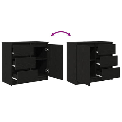 Credenza con Cassetto Rovere Nero 71x35x65 cm Legno Multistrato - homemem39