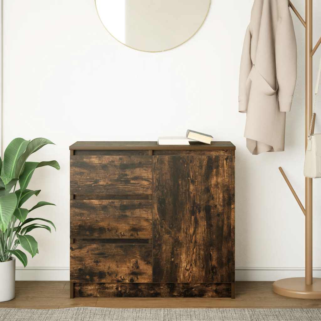 Credenza con Cassetto Rovere Fumo 71x35x65 cm in Truciolato - homemem39