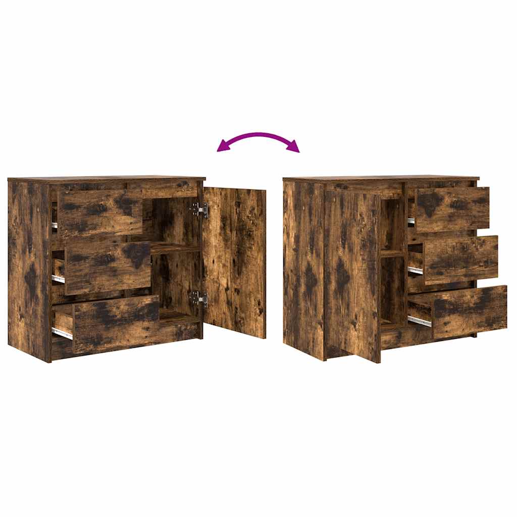 Credenza con Cassetto Rovere Fumo 71x35x65 cm in Truciolato - homemem39