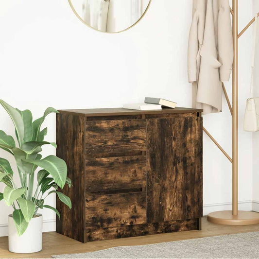 Credenza con Cassetto Rovere Fumo 71x35x65 cm in Truciolato - homemem39