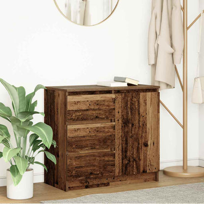 Credenza con Cassetto Legno Antico 71x35x65 cm in Truciolato - homemem39
