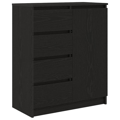 Credenza con Cassetti Rovere Nero 71x35x84 cm Legno Multistrato - homemem39