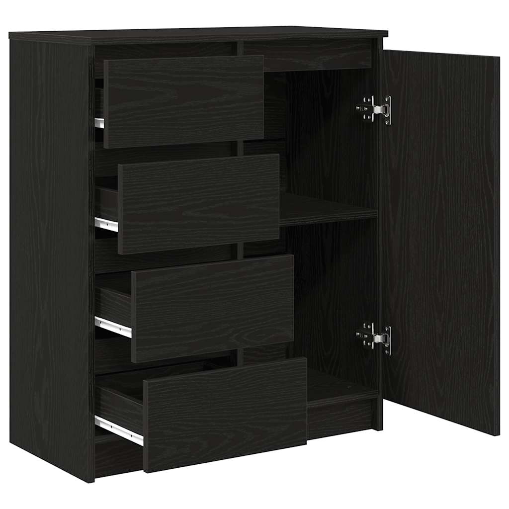 Credenza con Cassetti Rovere Nero 71x35x84 cm Legno Multistrato - homemem39