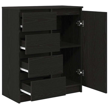 Credenza con Cassetti Rovere Nero 71x35x84 cm Legno Multistrato - homemem39