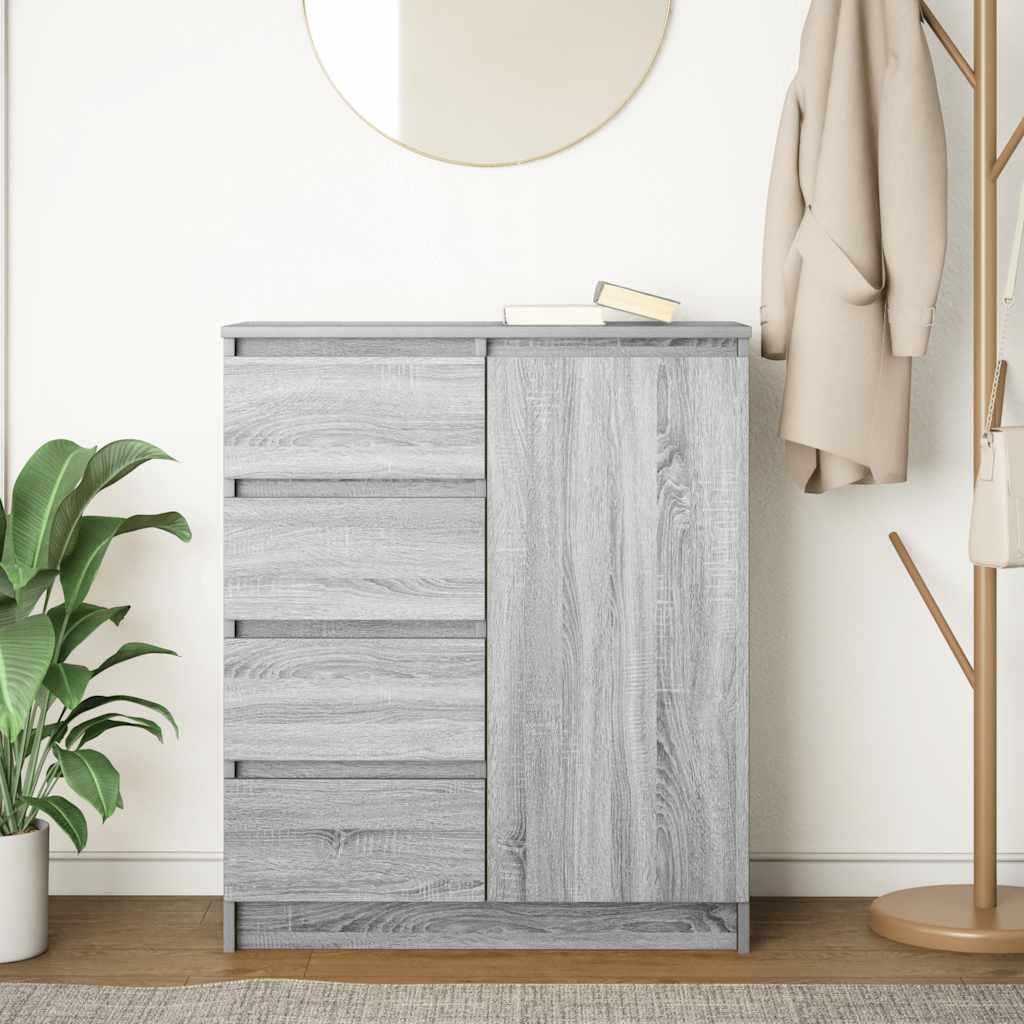 Credenza con Cassetti Grigio Sonoma 71x35x84 cm in Truciolato