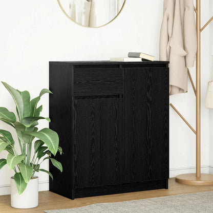 Credenza con Cassetto Rovere Nero 71x35x84 cm Legno Multistrato - homemem39
