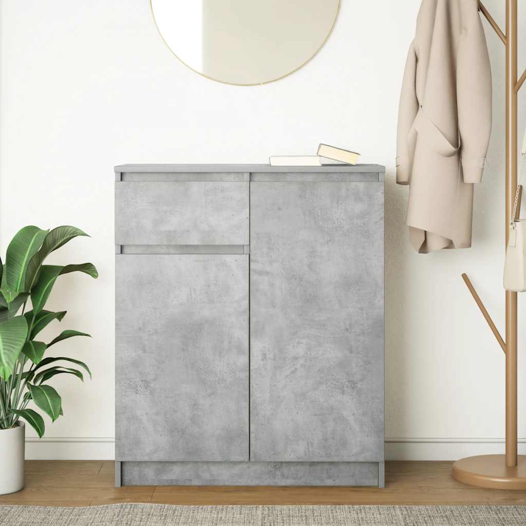Credenza con Cassetto Grigio Cemento 71x35x84 cm in Truciolato - homemem39