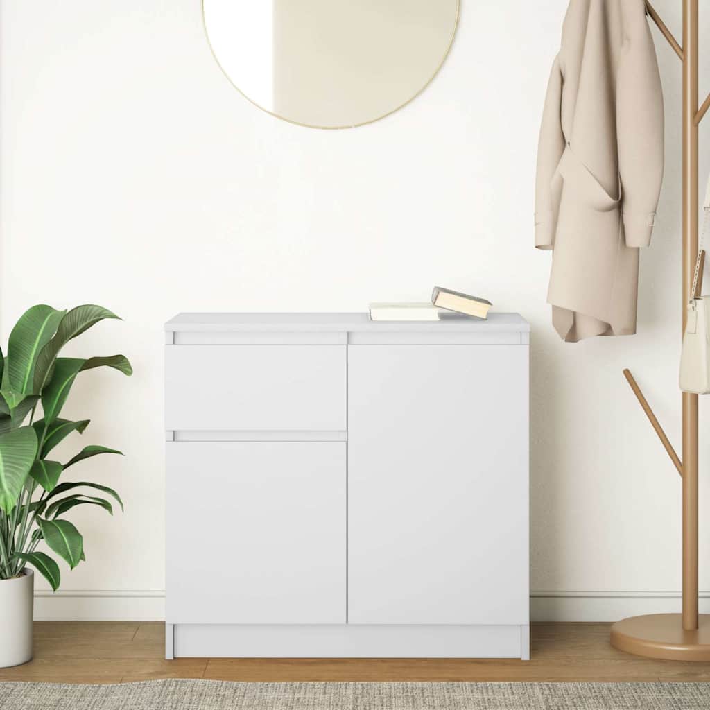 Credenza con Cassetto Bianco 71x35x65 cm in Legno Multistrato - homemem39