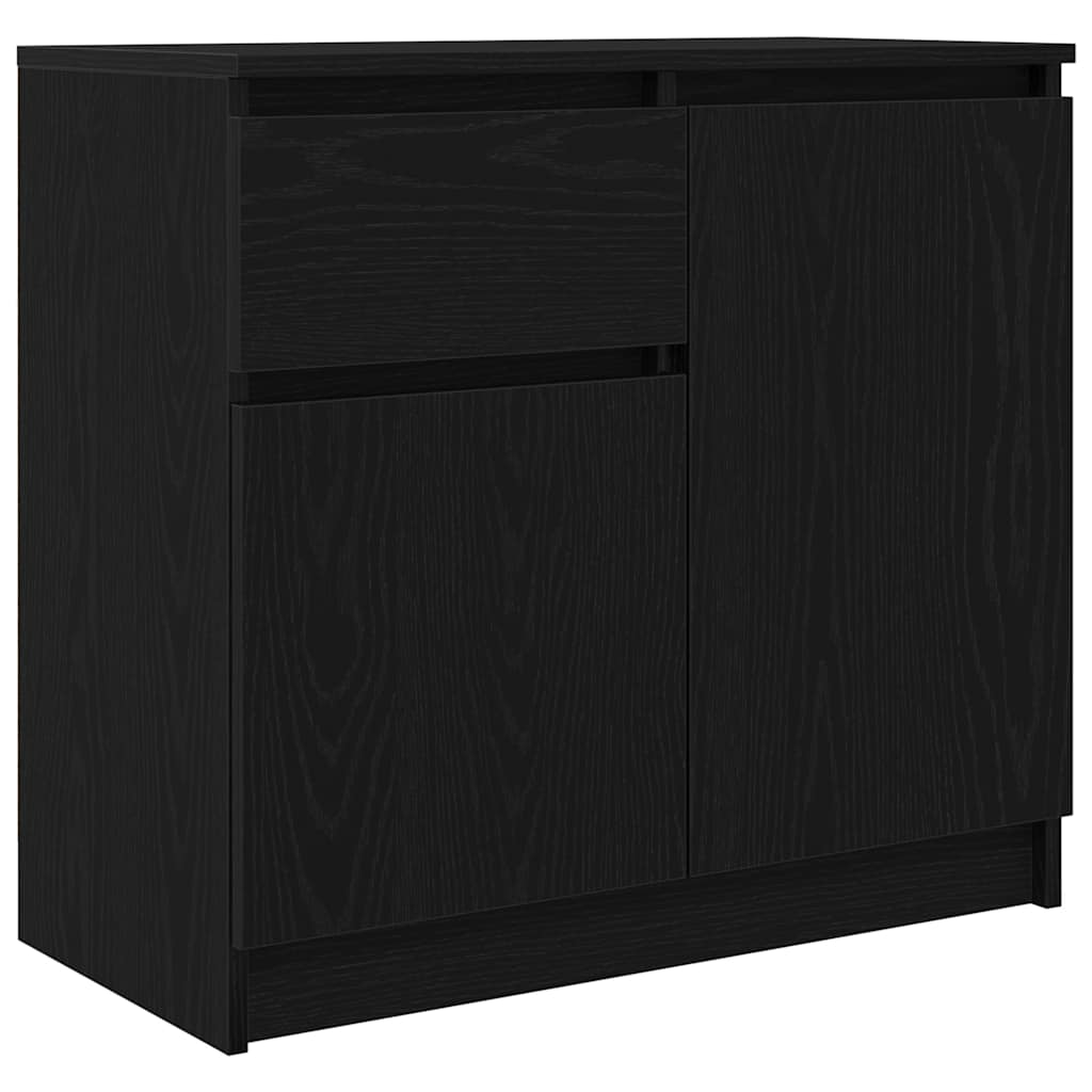 Credenza con Cassetto Rovere Nero 71x35x65 cm Legno Multistrato - homemem39