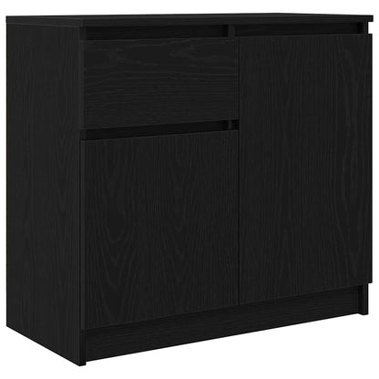 Credenza con Cassetto Rovere Nero 71x35x65 cm Legno Multistrato - homemem39