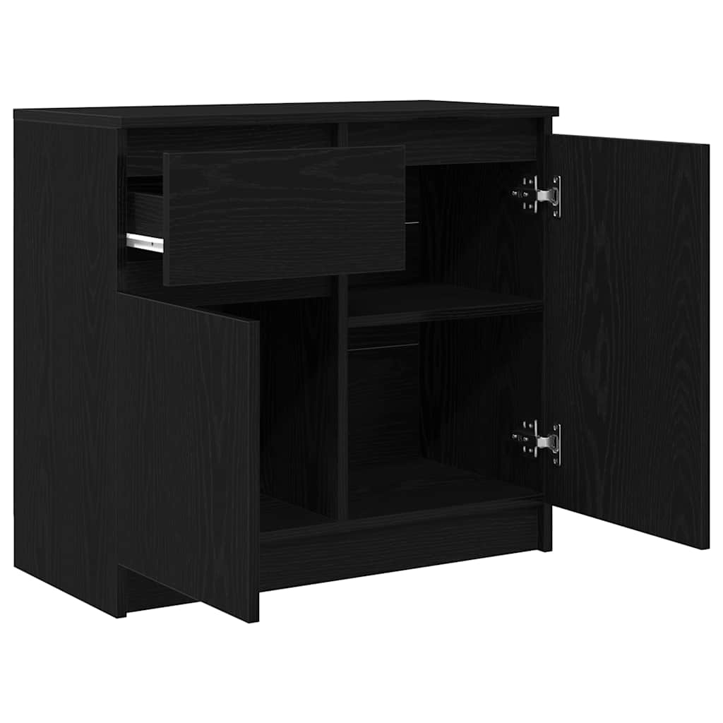 Credenza con Cassetto Rovere Nero 71x35x65 cm Legno Multistrato - homemem39