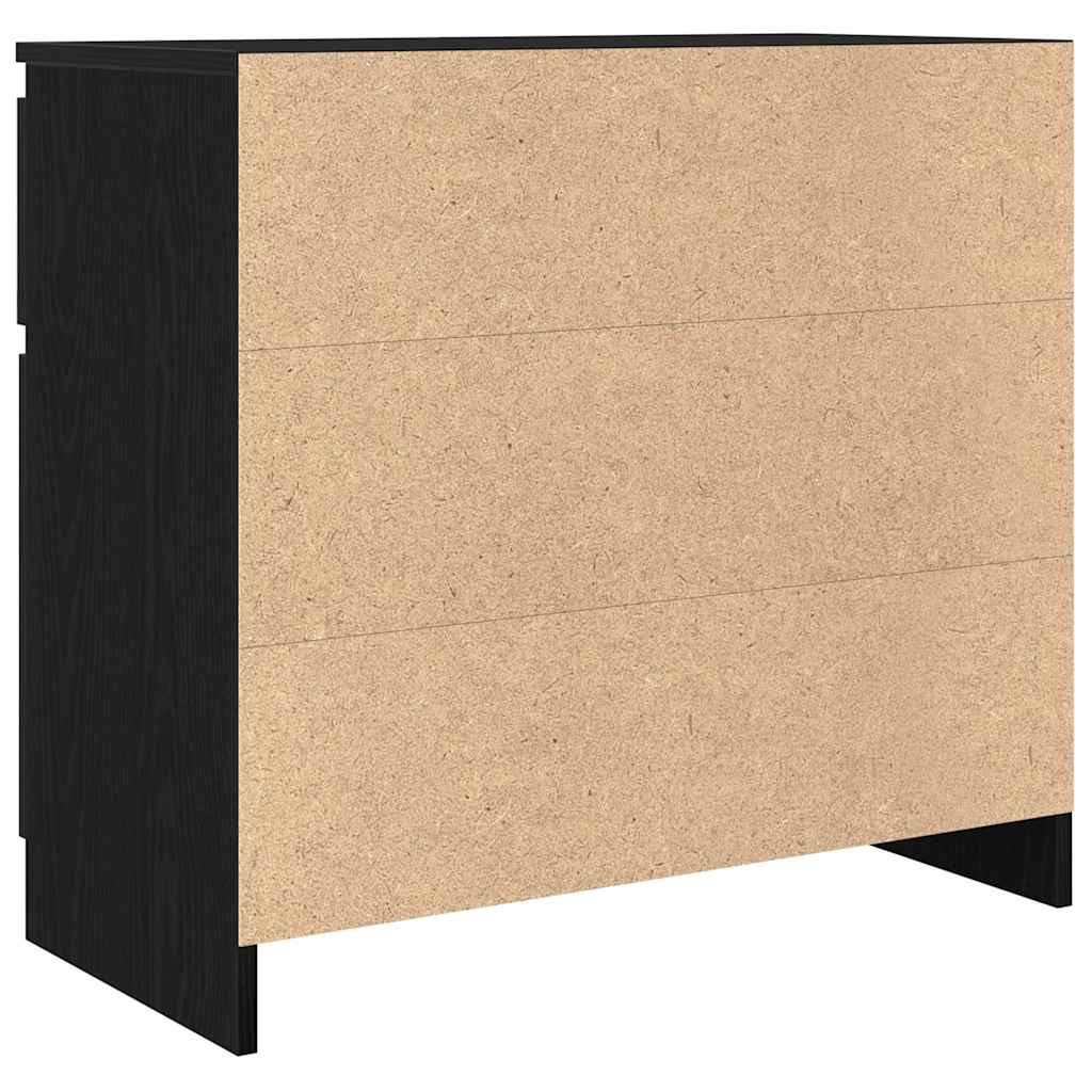 Credenza con Cassetto Rovere Nero 71x35x65 cm Legno Multistrato - homemem39