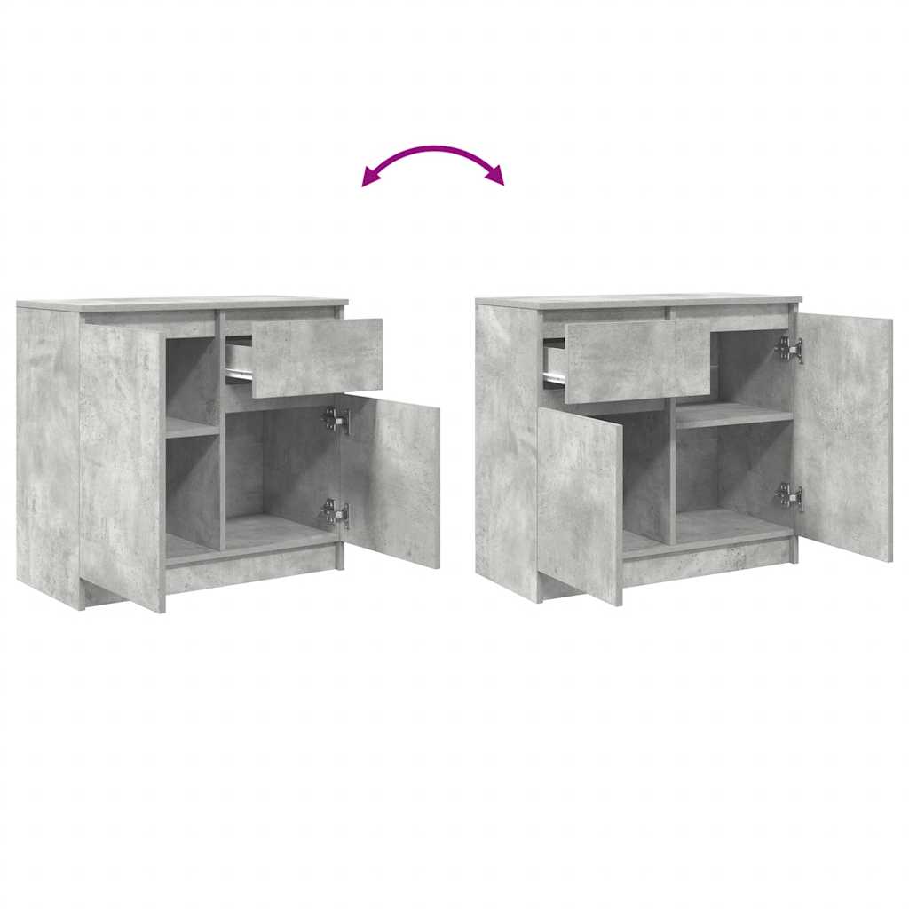 Credenza con Cassetto Grigio Cemento 71x35x65 cm in Truciolato - homemem39
