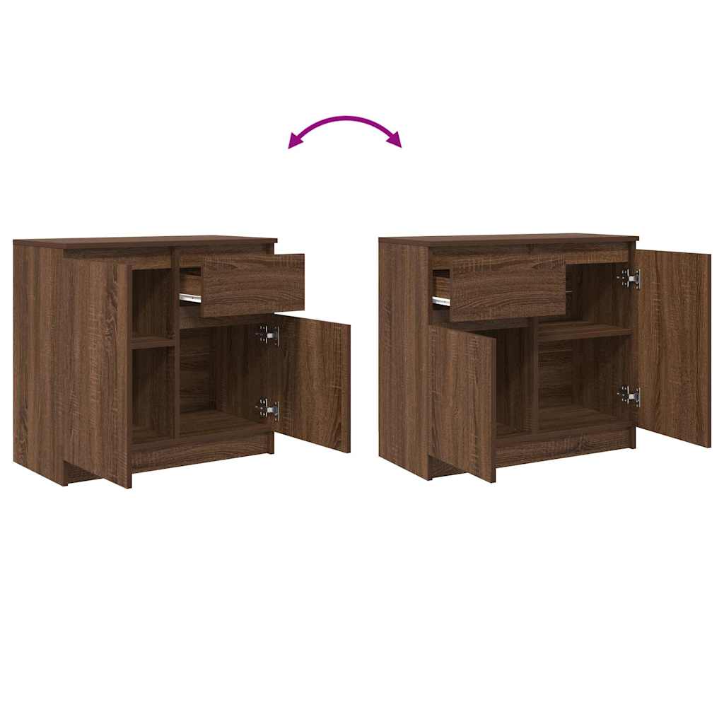 Credenza con Cassetto Rovere Marrone 71x35x65 cm in Truciolato - homemem39