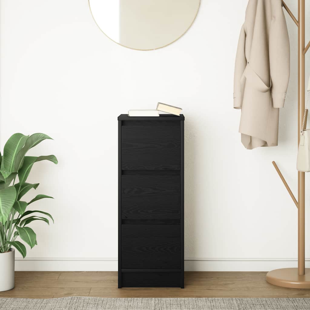 Credenza Rovere Nero 29,5x34x76 cm in Legno Multistrato