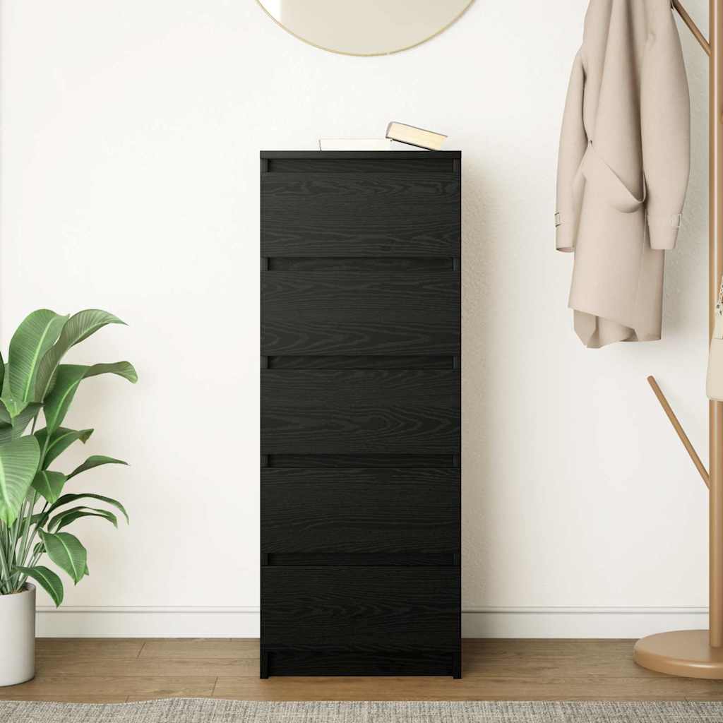 Credenza con Cassetti Rovere Nero 37,5x35x99 cm Truciolato - homemem39