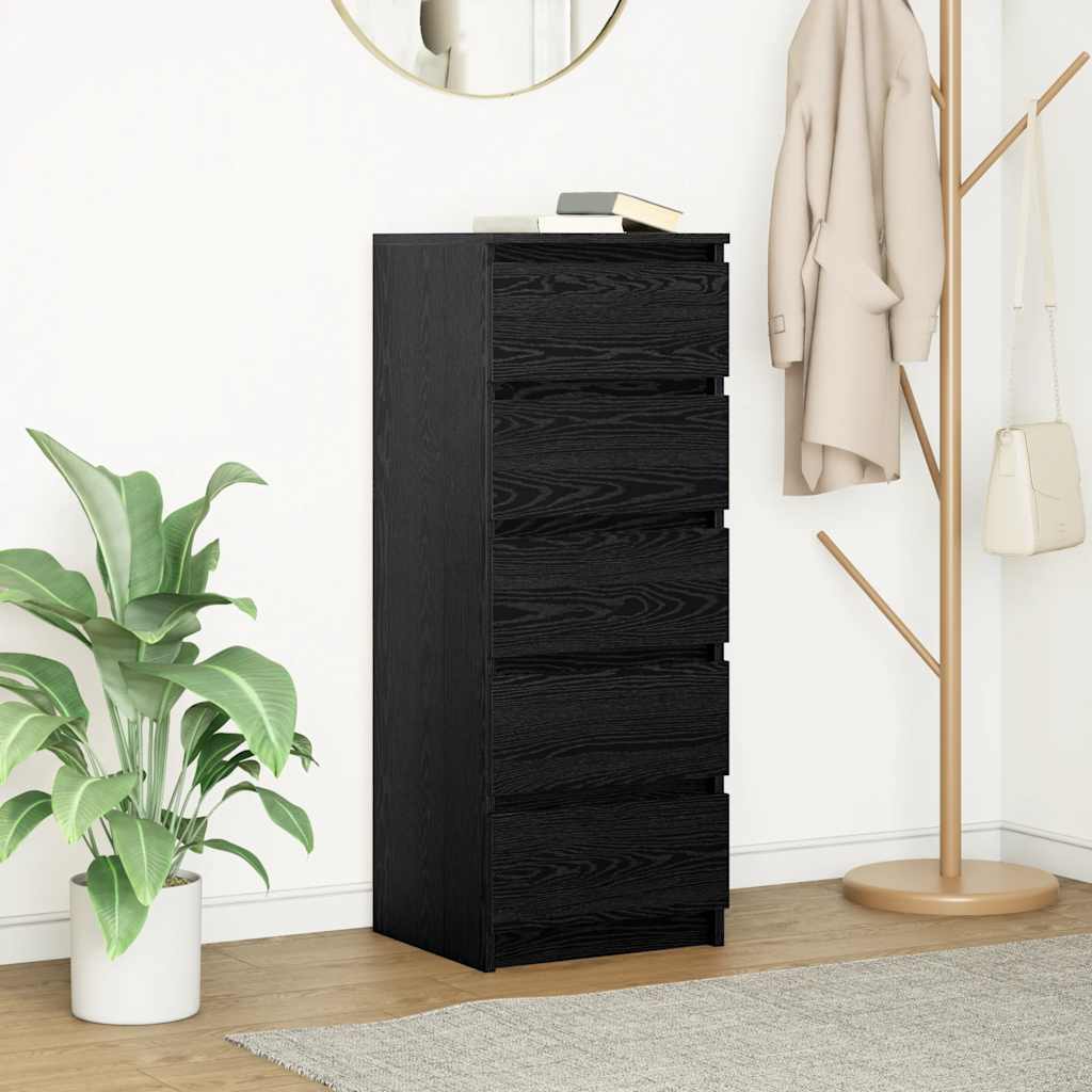 Credenza con Cassetti Rovere Nero 37,5x35x99 cm Truciolato - homemem39