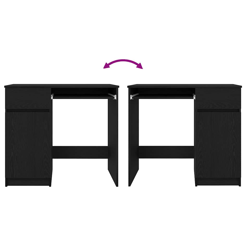 Scrivania Rovere Nera 86x49x76 cm in Legno Multistrato - homemem39