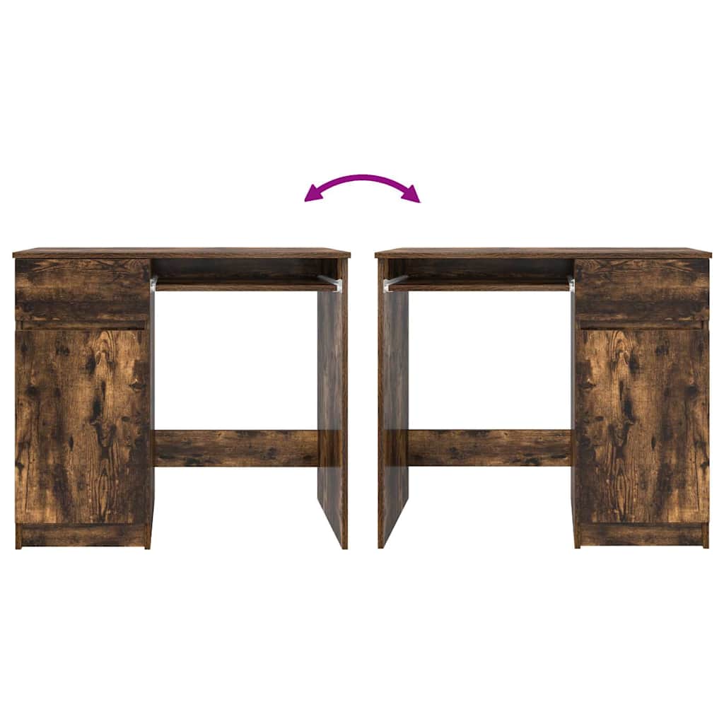 Scrivania Rovere Fumo 86x49x76 cm in Legno Multistrato - homemem39