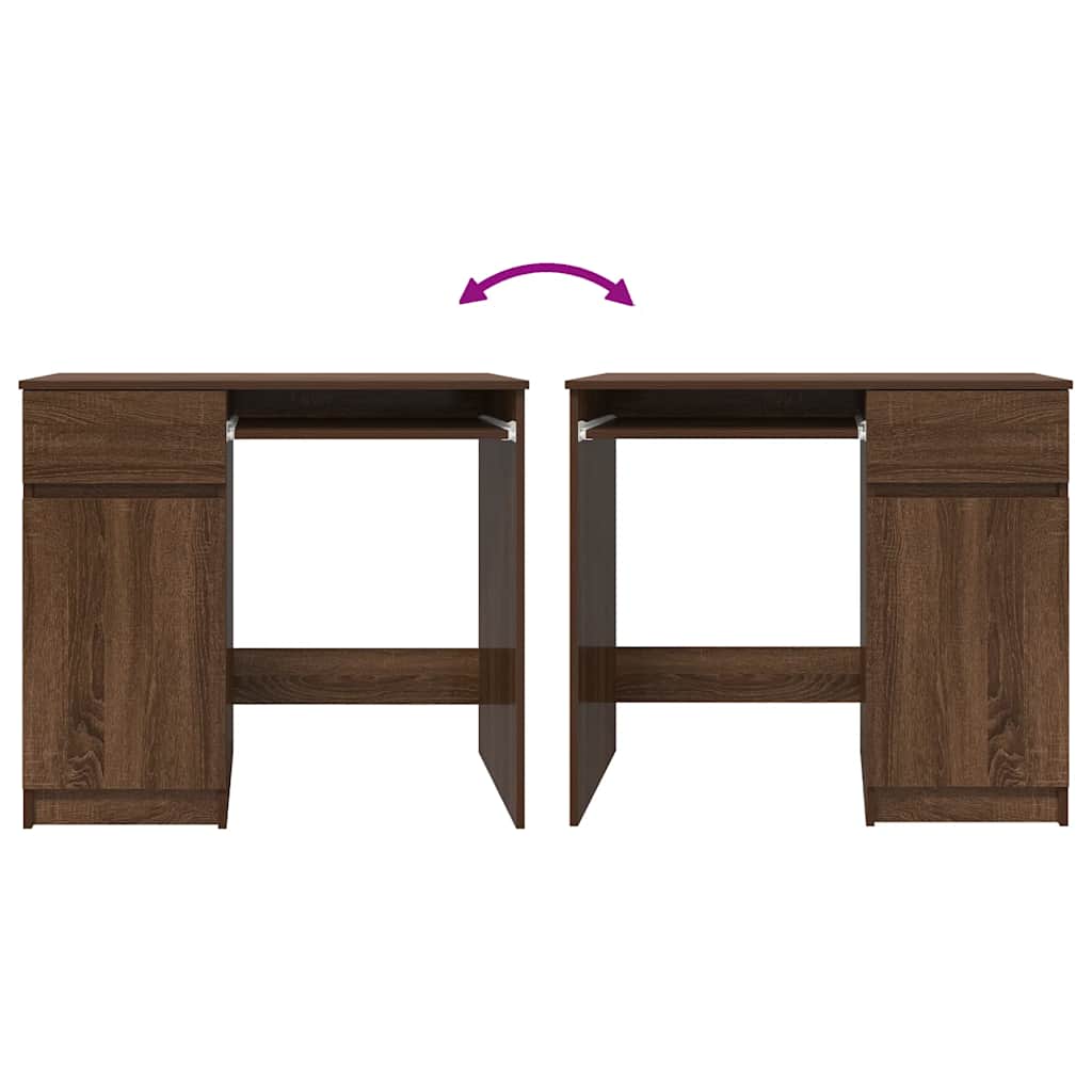 Scrivania Rovere Marrone 86x49x76 cm in Legno Multistrato - homemem39