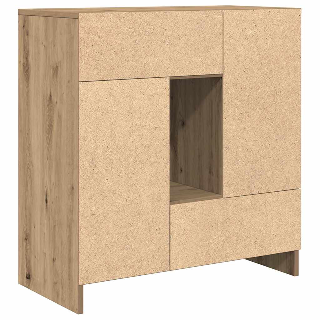 Credenza con Cassetti e Ante Rovere Artigianale 70,5x34x74,5 cm