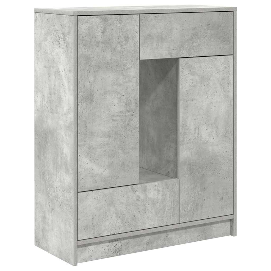 Credenza con Cassetti e Ante Grigio Cemento 73x31x90 cm
