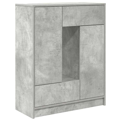 Credenza con Cassetti e Ante Grigio Cemento 73x31x90 cm