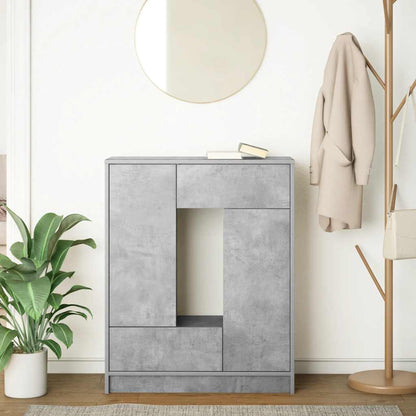 Credenza con Cassetti e Ante Grigio Cemento 73x31x90 cm