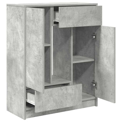 Credenza con Cassetti e Ante Grigio Cemento 73x31x90 cm
