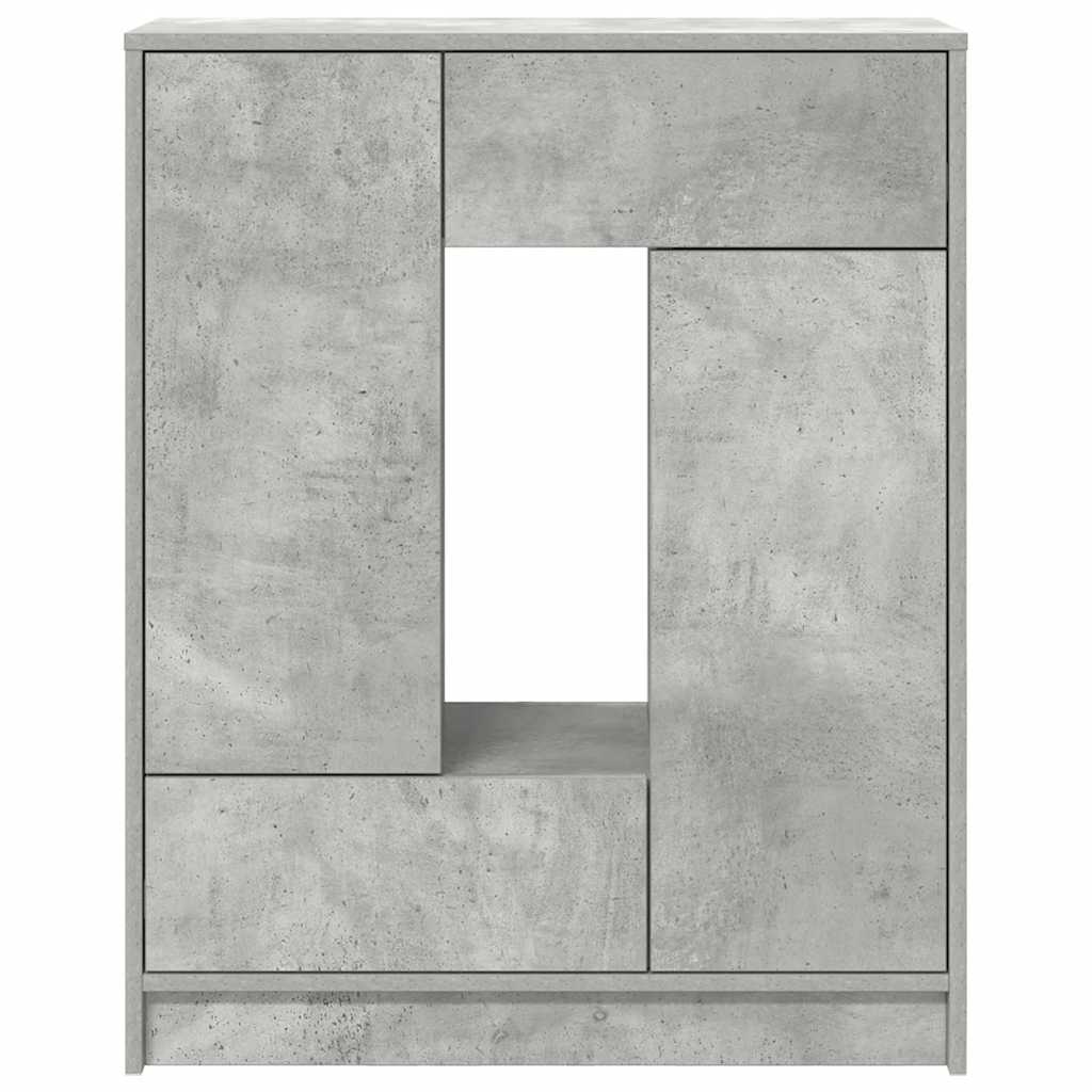 Credenza con Cassetti e Ante Grigio Cemento 73x31x90 cm