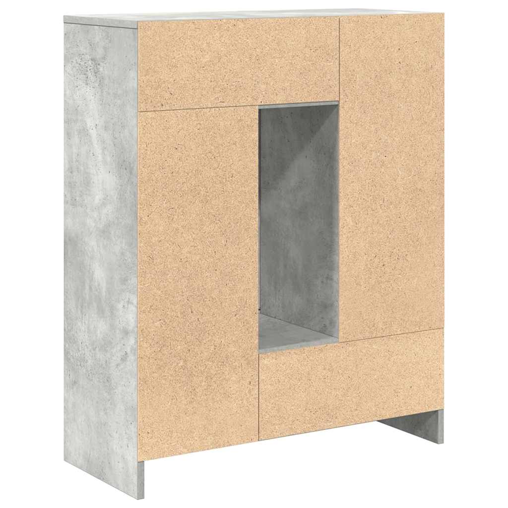 Credenza con Cassetti e Ante Grigio Cemento 73x31x90 cm