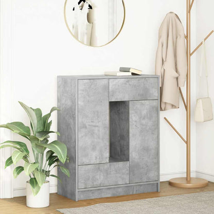 Credenza con Cassetti e Ante Grigio Cemento 73x31x90 cm