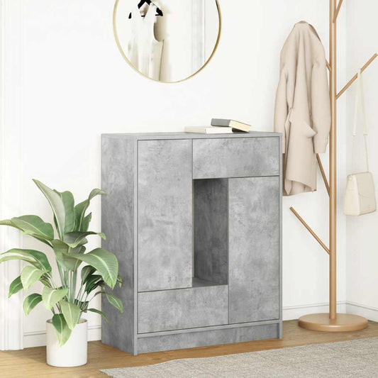 Credenza con Cassetti e Ante Grigio Cemento 73x31x90 cm