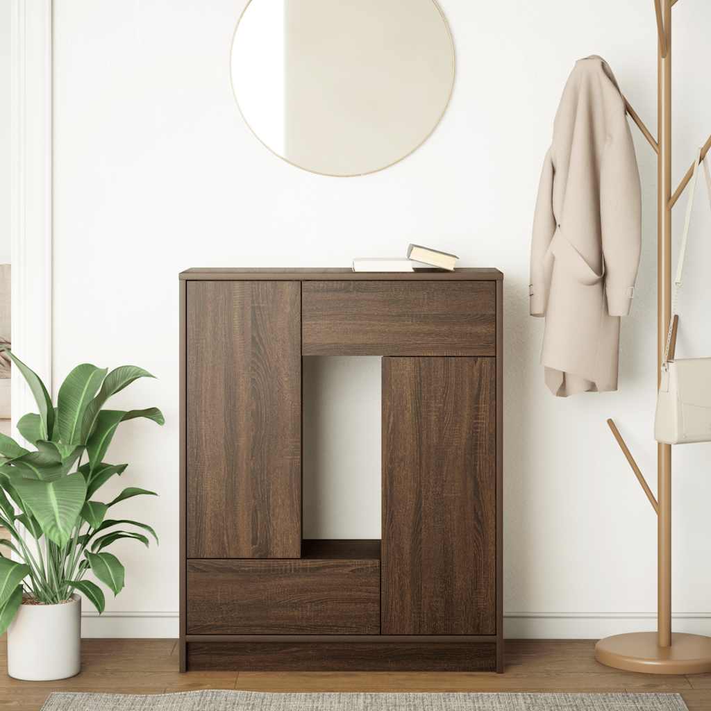Credenza con Cassetti e Ante Rovere Marrone 73x31x90 cm