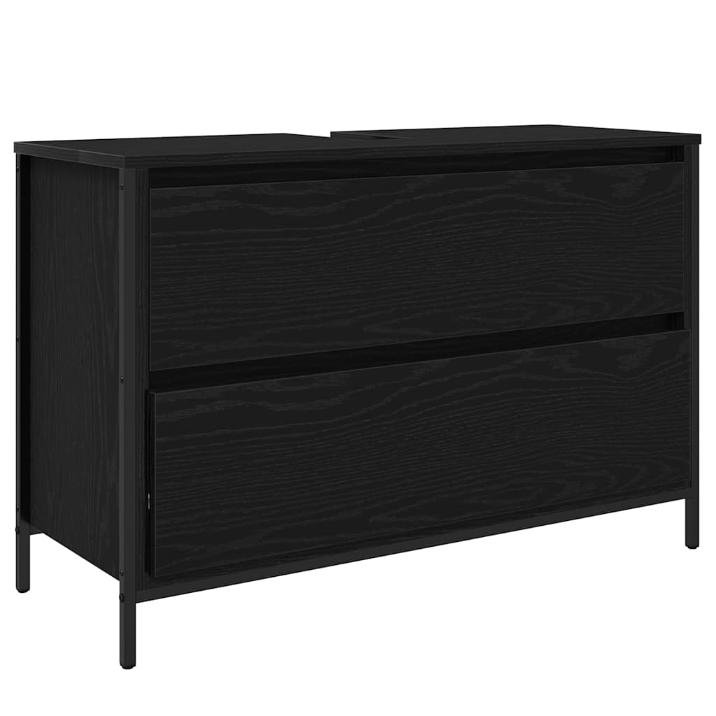 Mobile Lavabo da Bagno con Cassetti Rovere Nero 90x34,5x60 cm | homemem39