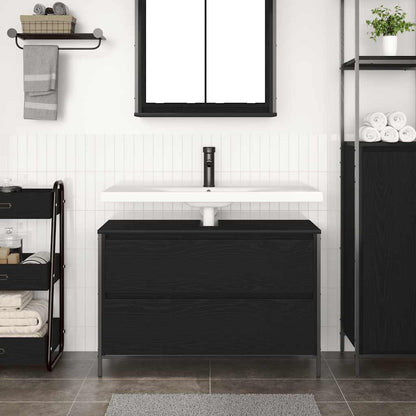 Mobile Lavabo da Bagno con Cassetti Rovere Nero 90x34,5x60 cm | homemem39