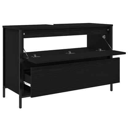 Mobile Lavabo da Bagno con Cassetti Rovere Nero 90x34,5x60 cm | homemem39