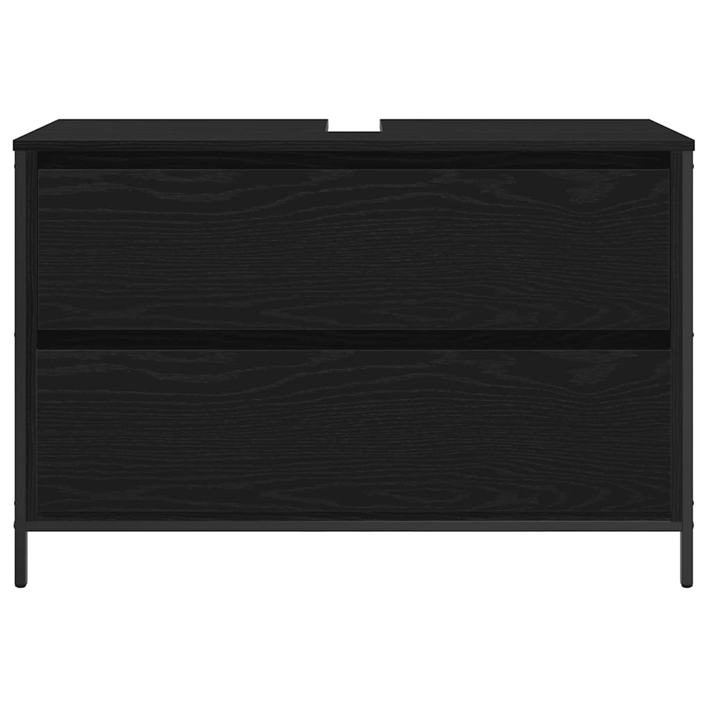 Mobile Lavabo da Bagno con Cassetti Rovere Nero 90x34,5x60 cm | homemem39