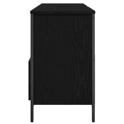 Mobile Lavabo da Bagno con Cassetti Rovere Nero 90x34,5x60 cm | homemem39