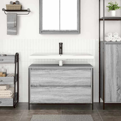 Mobile Lavabo da Bagno con Cassetti Grigio Sonoma 90x34,5x60 cm