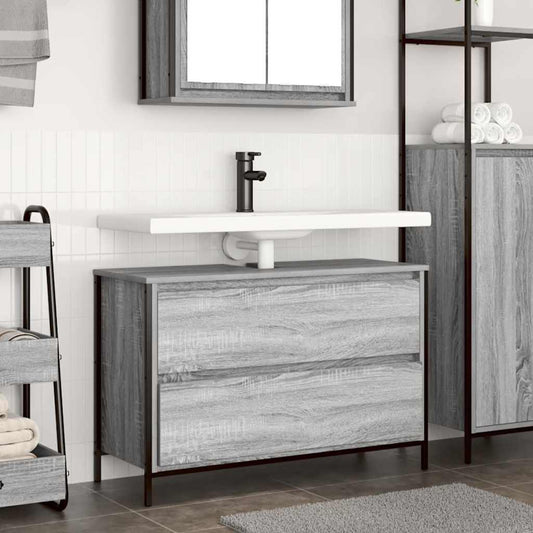 Mobile Lavabo da Bagno con Cassetti Grigio Sonoma 90x34,5x60 cm | homemem39