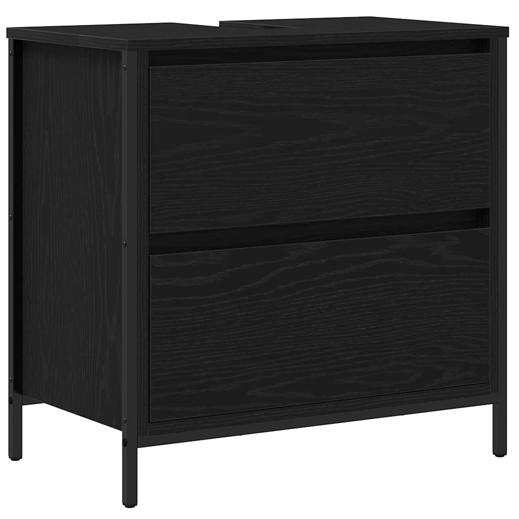 Mobile Lavabo da Bagno con Cassetti Rovere Nero 60x34,5x60 cm | homemem39