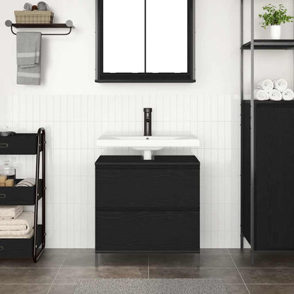 Mobile Lavabo da Bagno con Cassetti Rovere Nero 60x34,5x60 cm | homemem39