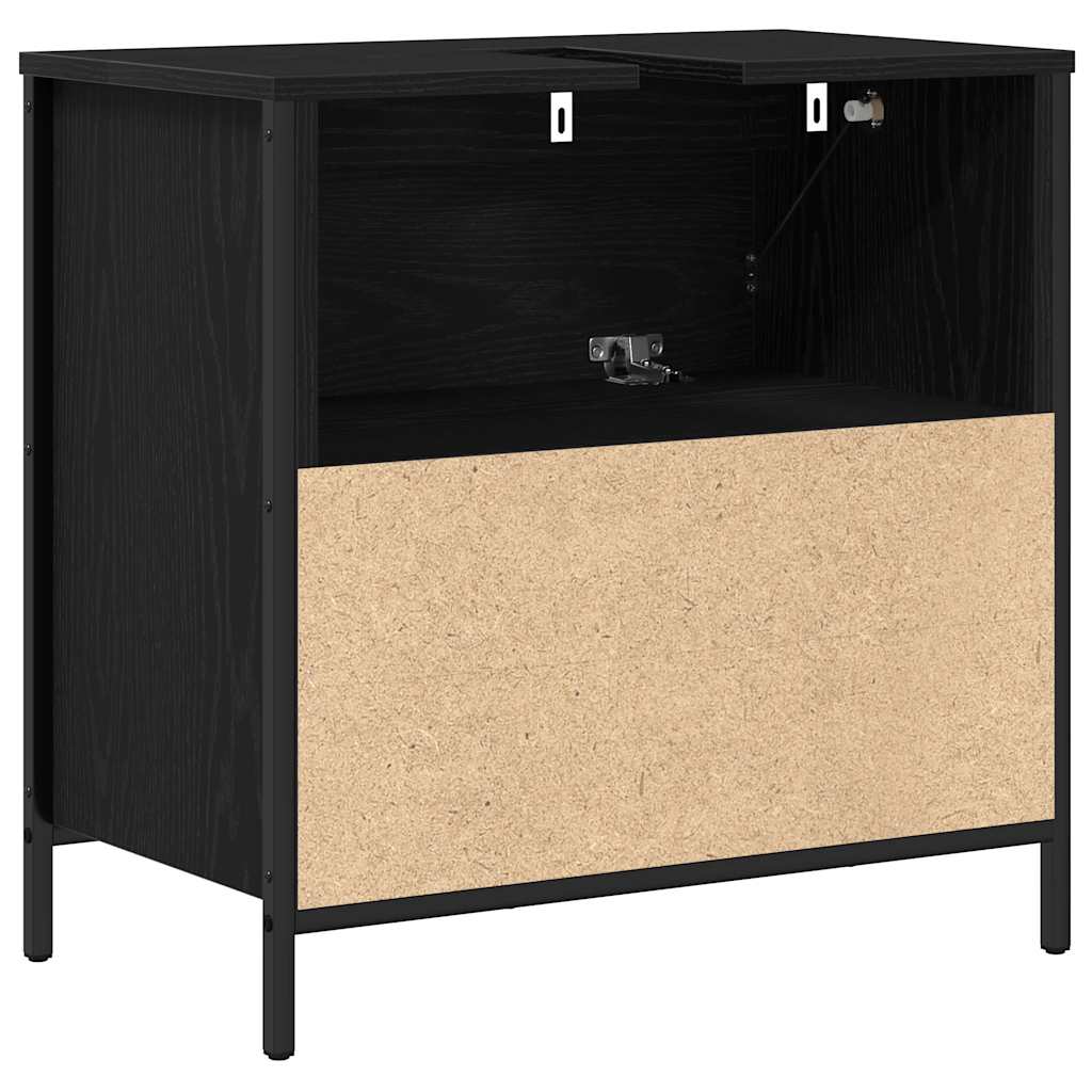 Mobile Lavabo da Bagno con Cassetti Rovere Nero 60x34,5x60 cm
