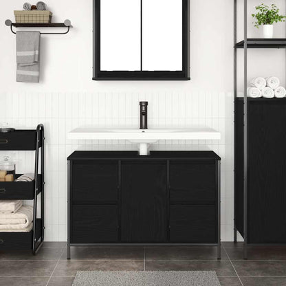 Mobile Lavabo con Cassetti Rovere Nero 90x34,5x60 cm