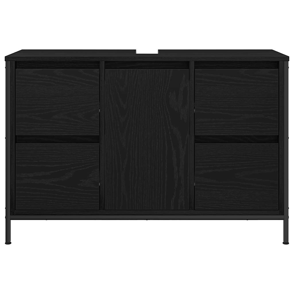 Mobile Lavabo con Cassetti Rovere Nero 90x34,5x60 cm | homemem39