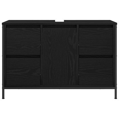Mobile Lavabo con Cassetti Rovere Nero 90x34,5x60 cm | homemem39