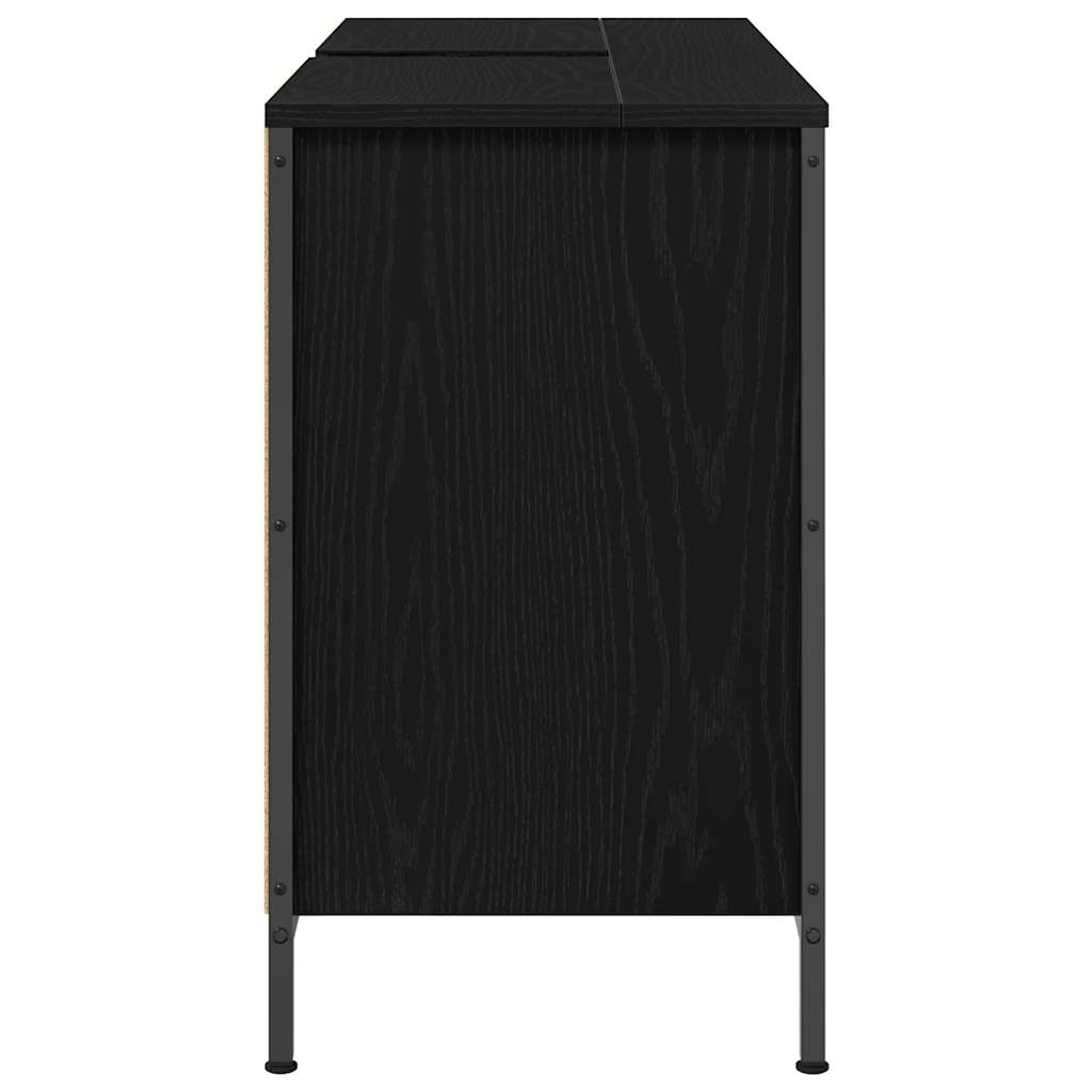 Mobile Lavabo con Cassetti Rovere Nero 90x34,5x60 cm | homemem39