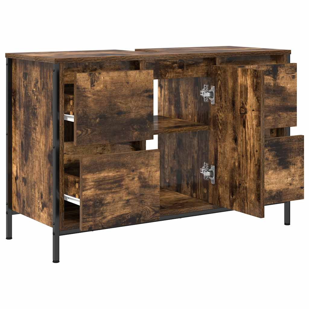 Mobile Lavabo con Cassetti Rovere Fumo 90x34,5x60 cm | homemem39
