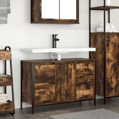 Mobile Lavabo con Cassetti Rovere Fumo 90x34,5x60 cm